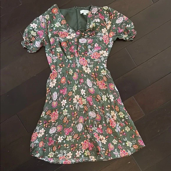 LOFT Floral Green Dress - Picture 1 of 4